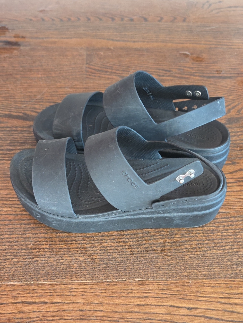 CROCS Black Dual-Strap Platform Sandals